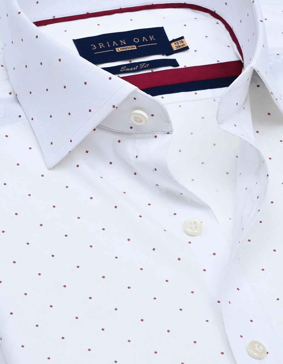 Men's White Self Paisley & Red Micro Dot Formal Shirt