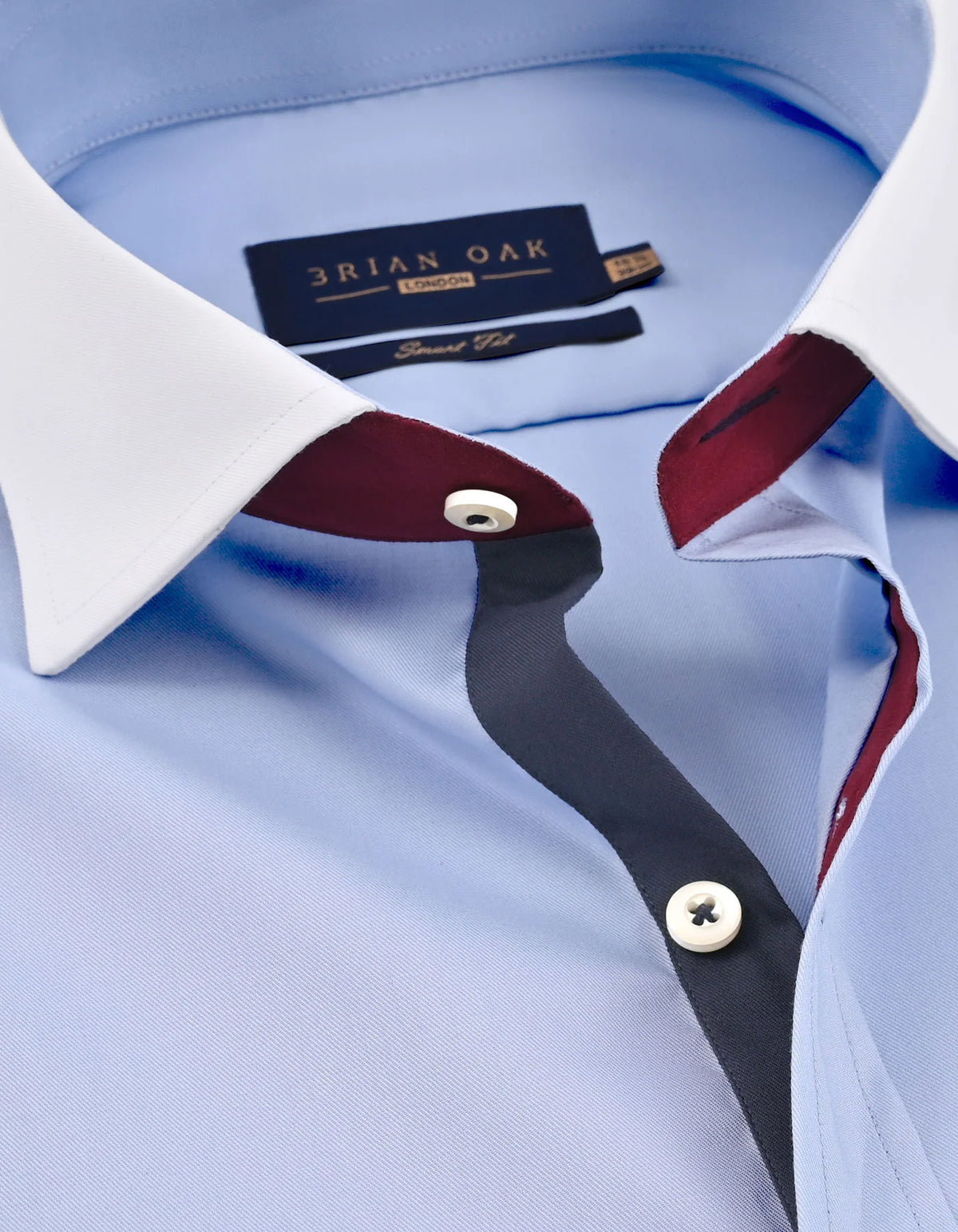 Men's Powder Blue Formal Shirt with White Collar & Cuffs