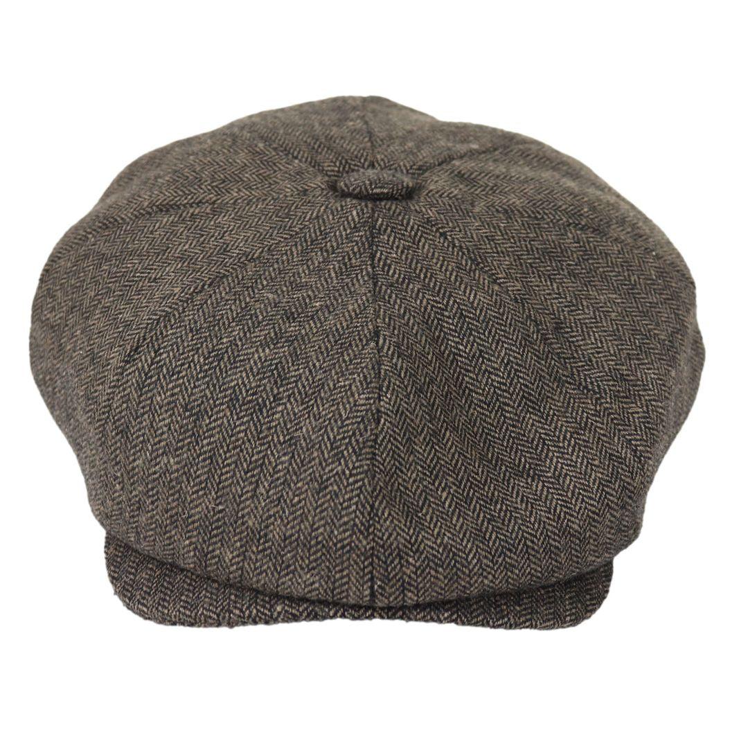 Mens Flatcap Hat Baker Boy 8 Panel Grandad Tweed Herringbone Brown Grey Vintage - Knighthood Store