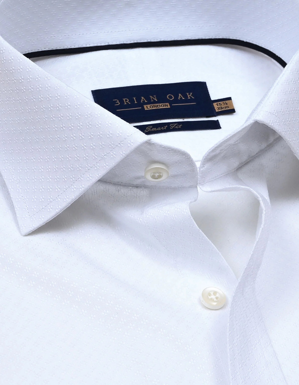 Men's Self Textured White Smart Fit Dress Shirt