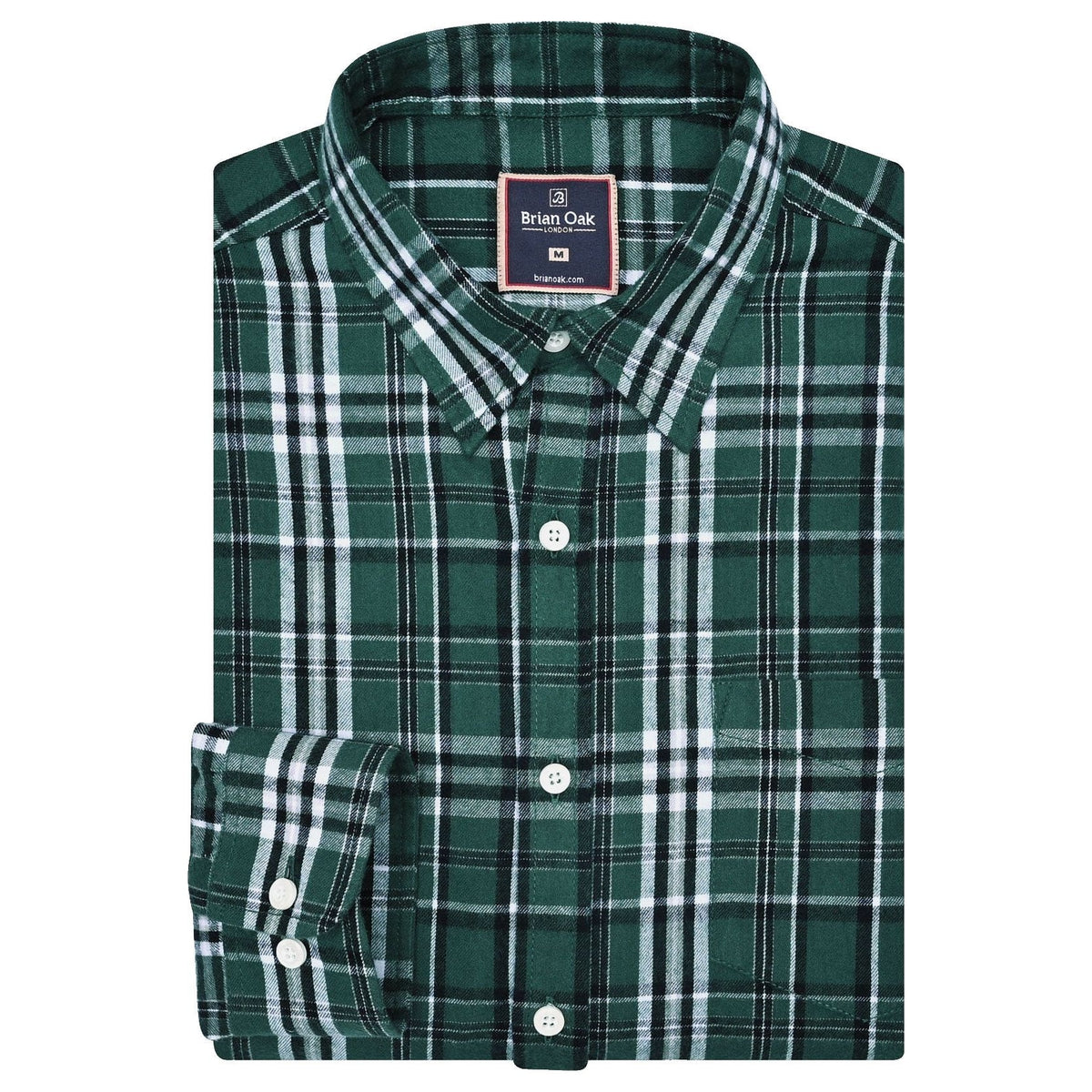 Men's Green and White Check Flannel Shirt
