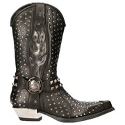 Men's New Rock M-7928-s1 Western Cowboy Boots Black Leather