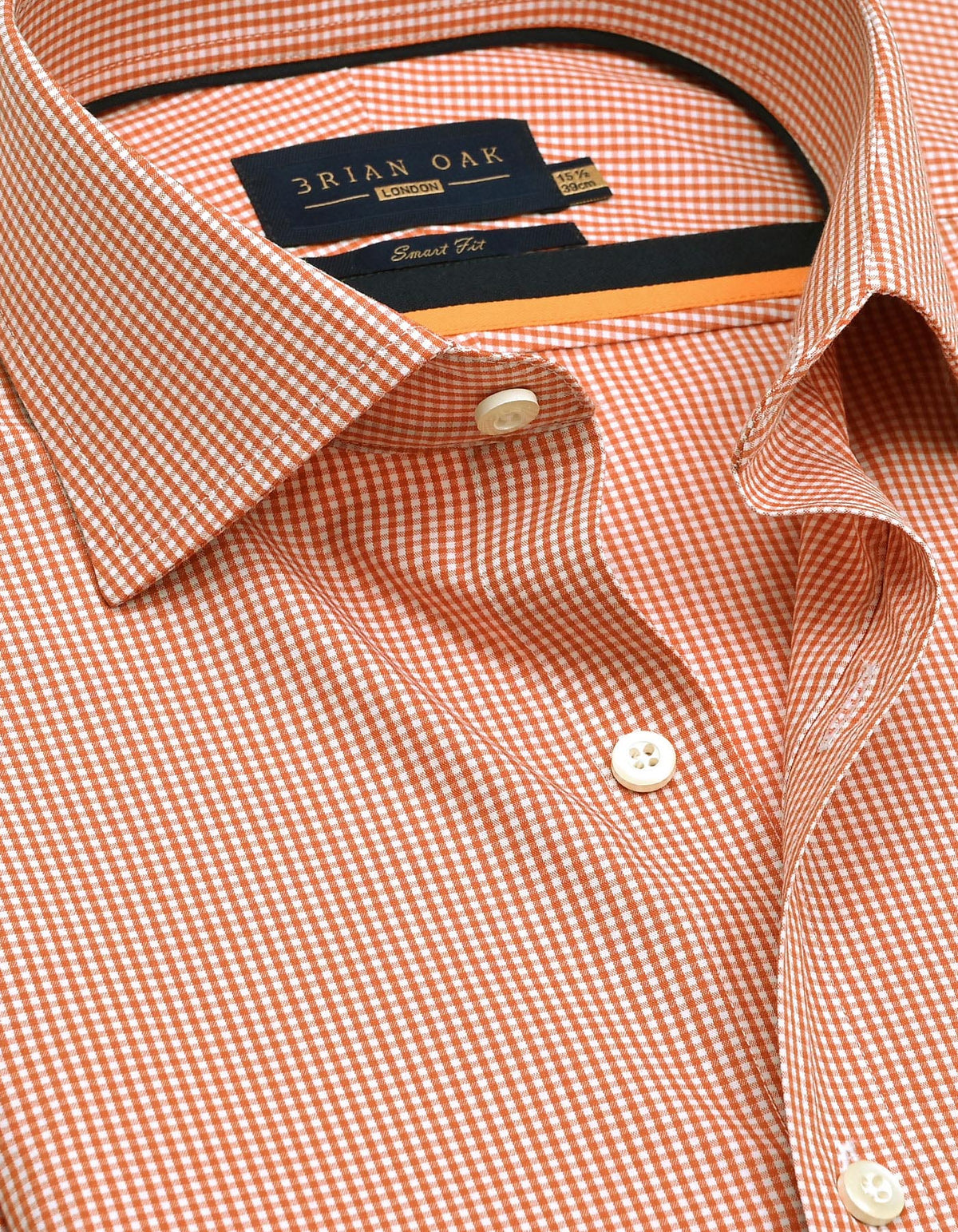 Men's Orange And White Checkered Shirt