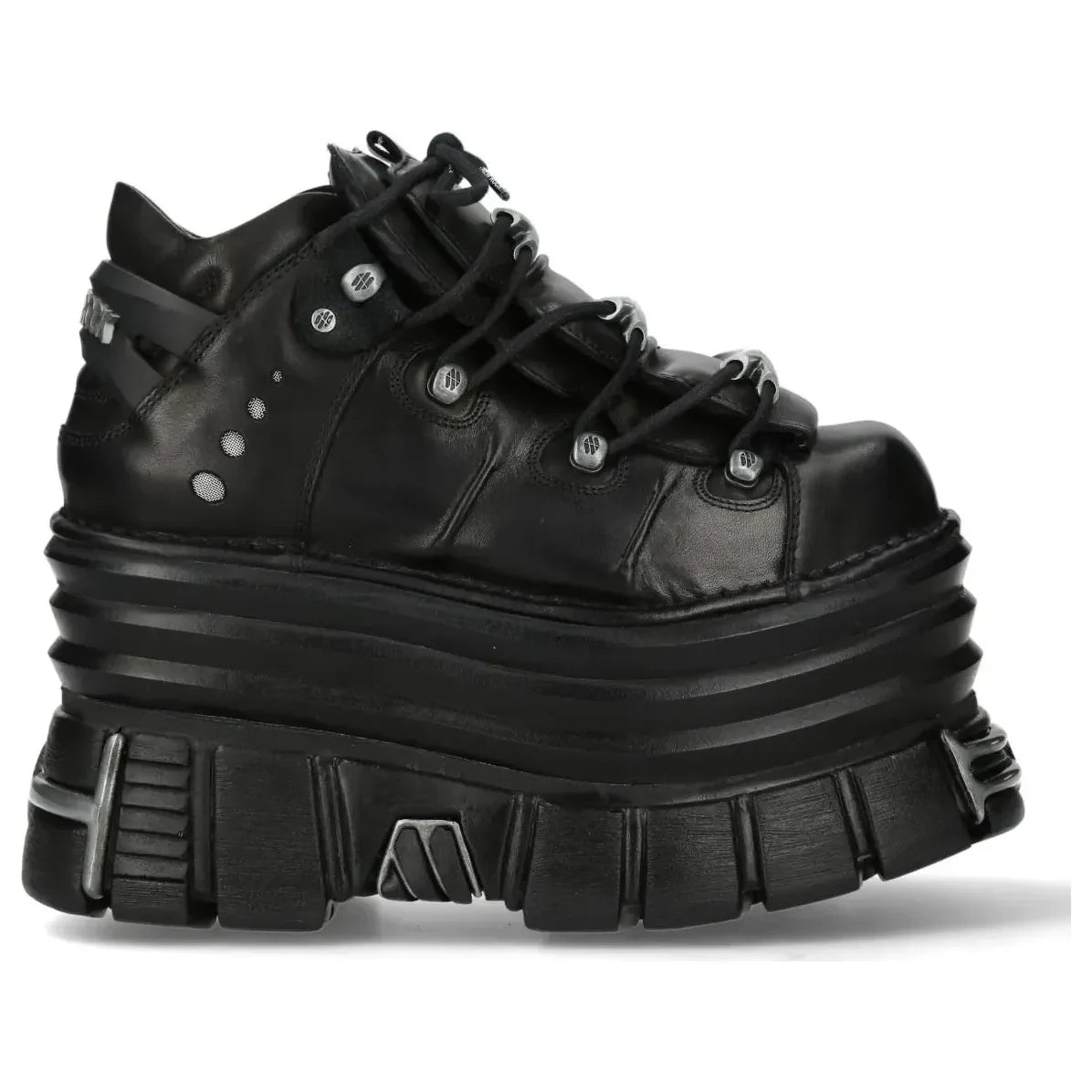 Women's New Rock M-106-C181 Black Gothic Chunky Platform Ankle Boots