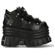 Women's New Rock M-106-C181 Black Gothic Chunky Platform Ankle Boots