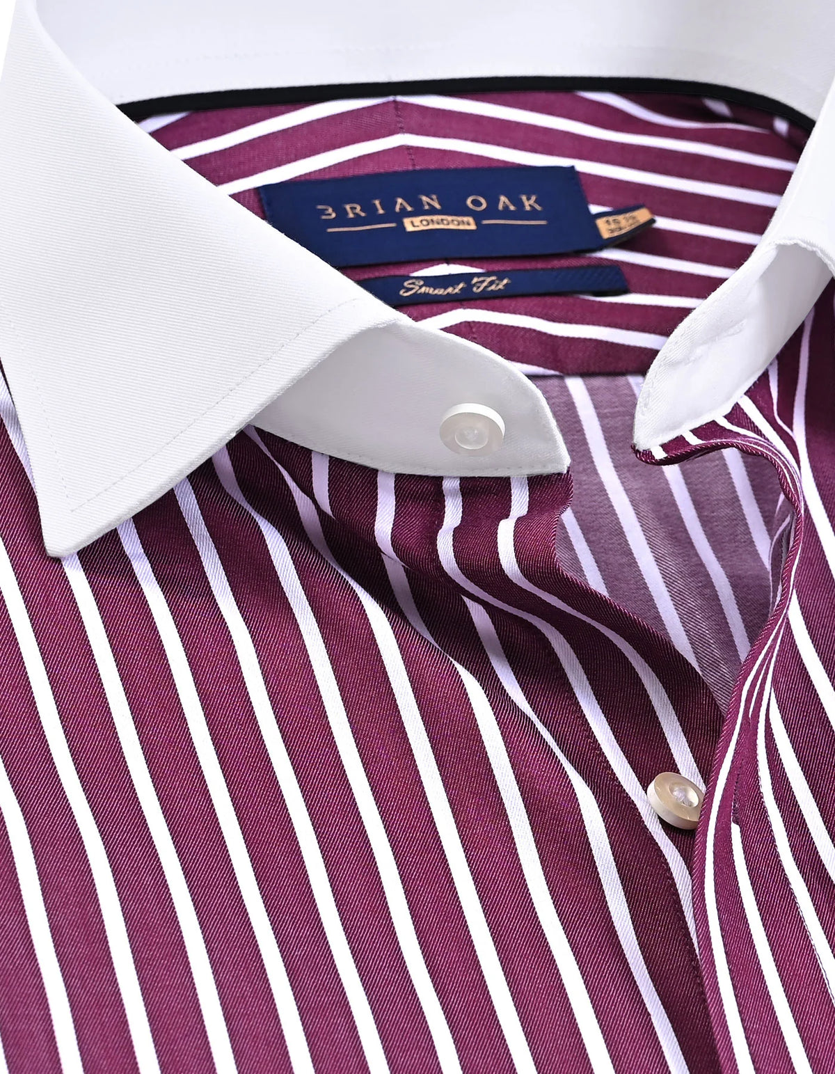 Men's Contrast Collar Striped Light Maroon Formal Shirt