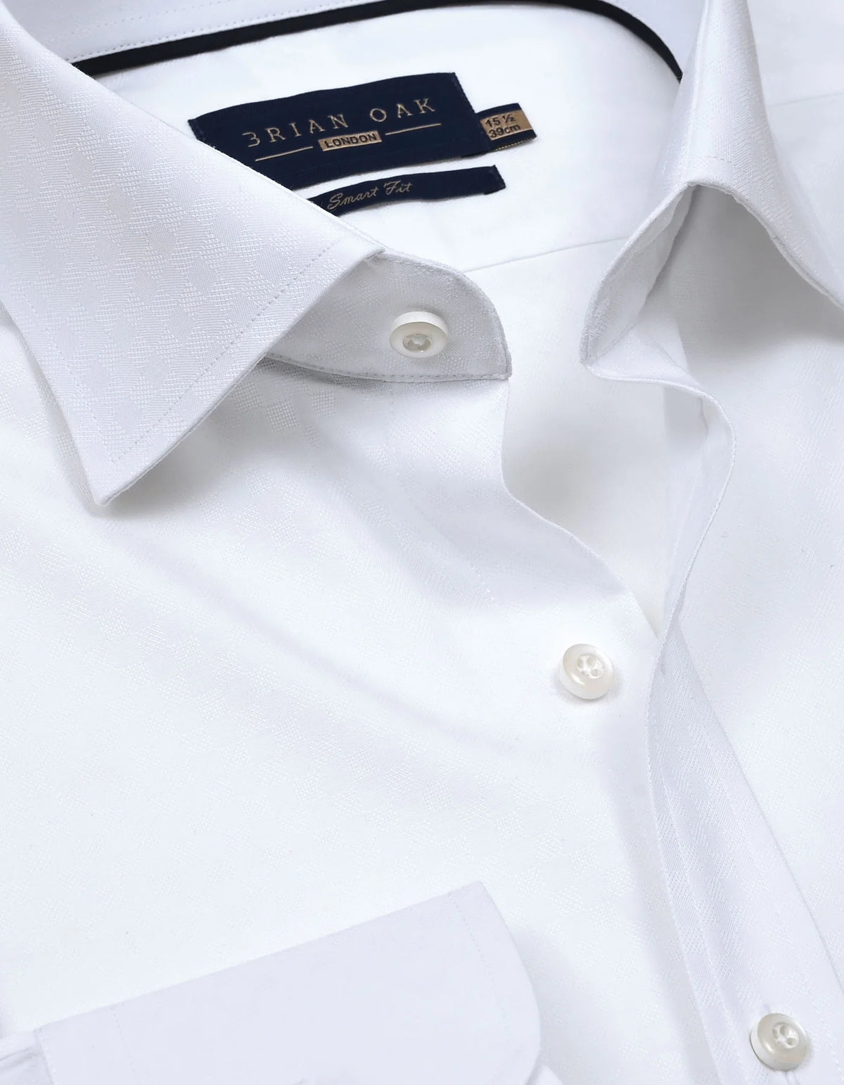 Men's White Self Patterned Dobby Dress Shirt