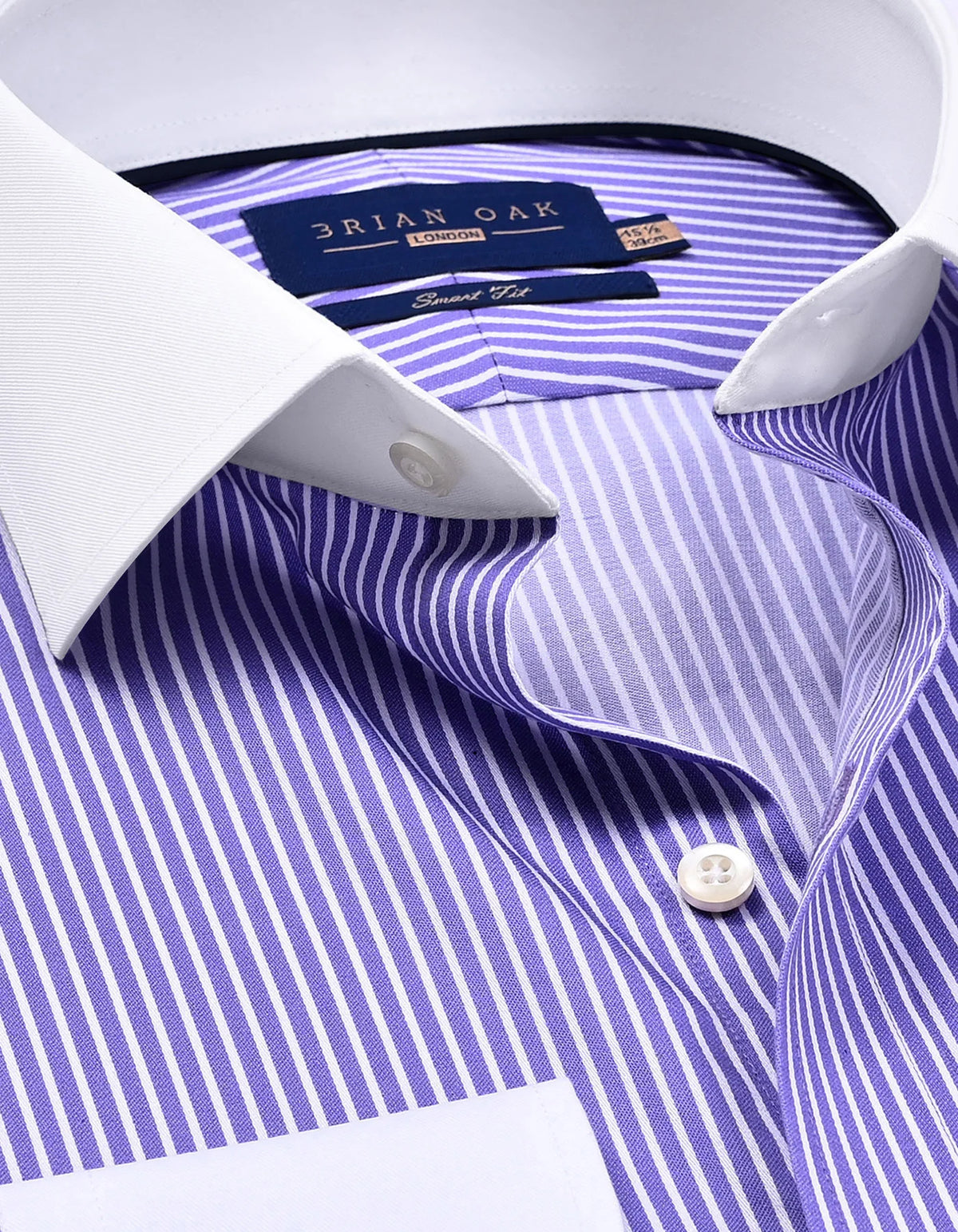 Men's Violet Stripe Shirt with Contrast Collar