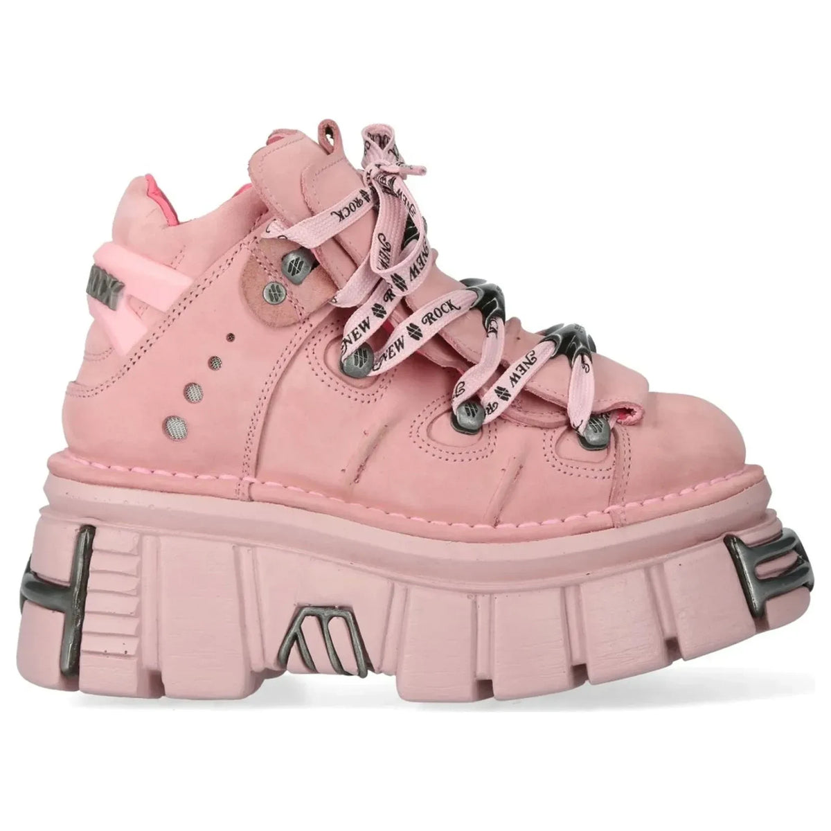 Women's New Rock M-106-C158 Pink Platform Gothic Punk Ankle Boots