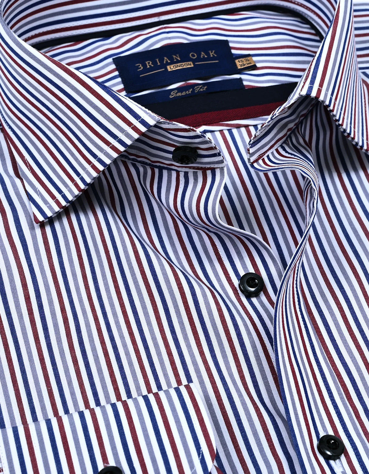 Brian Oak Maroon and White Striped Formal Shirt for Men - Cotton, Smart Casual Style