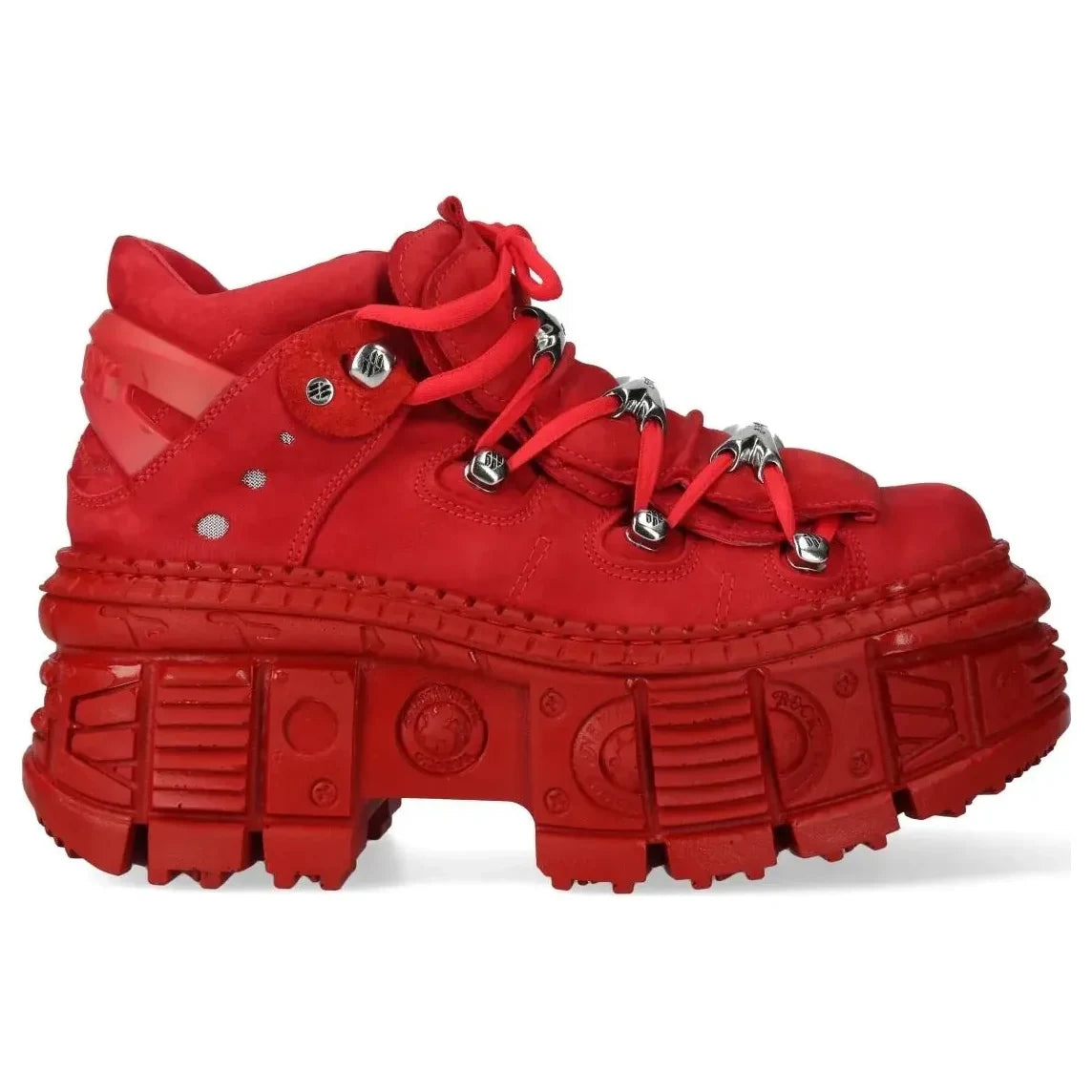 Women's New Rock M-106WALL-C13 Red Leather Gothic Ankle Boots