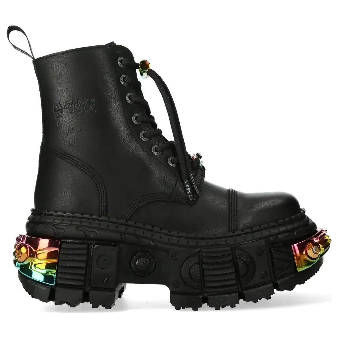 Men's New Rock WALL83CCT-S8 Boots Black Leather Platform Gothic