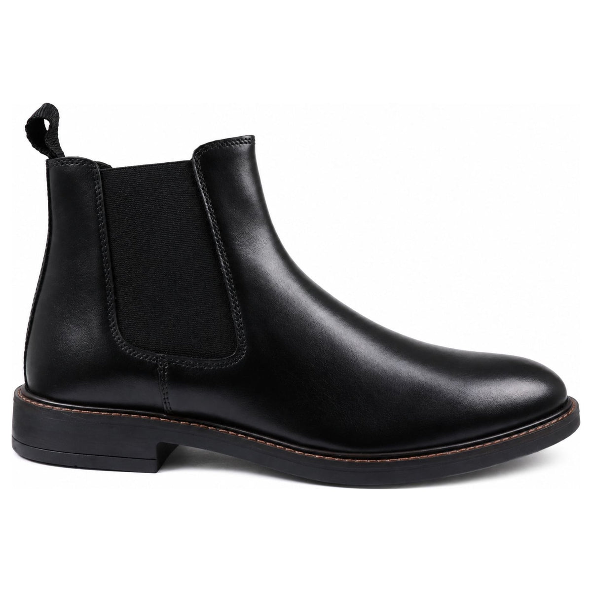 Bale - Men's Black Leather Slip-On Classic Chelsea Boots