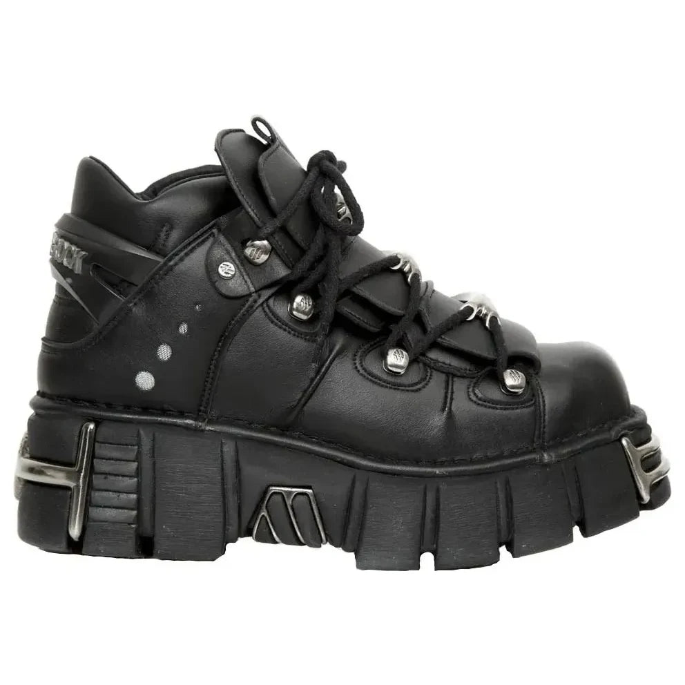 New Rock M-106-VS1 Unisex Black Vegan Leather Gothic Boots