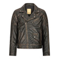 Mens Vintage Washed Tan Brown Real Leather Biker Jacket Cross Zip Retro Casual - Knighthood Store