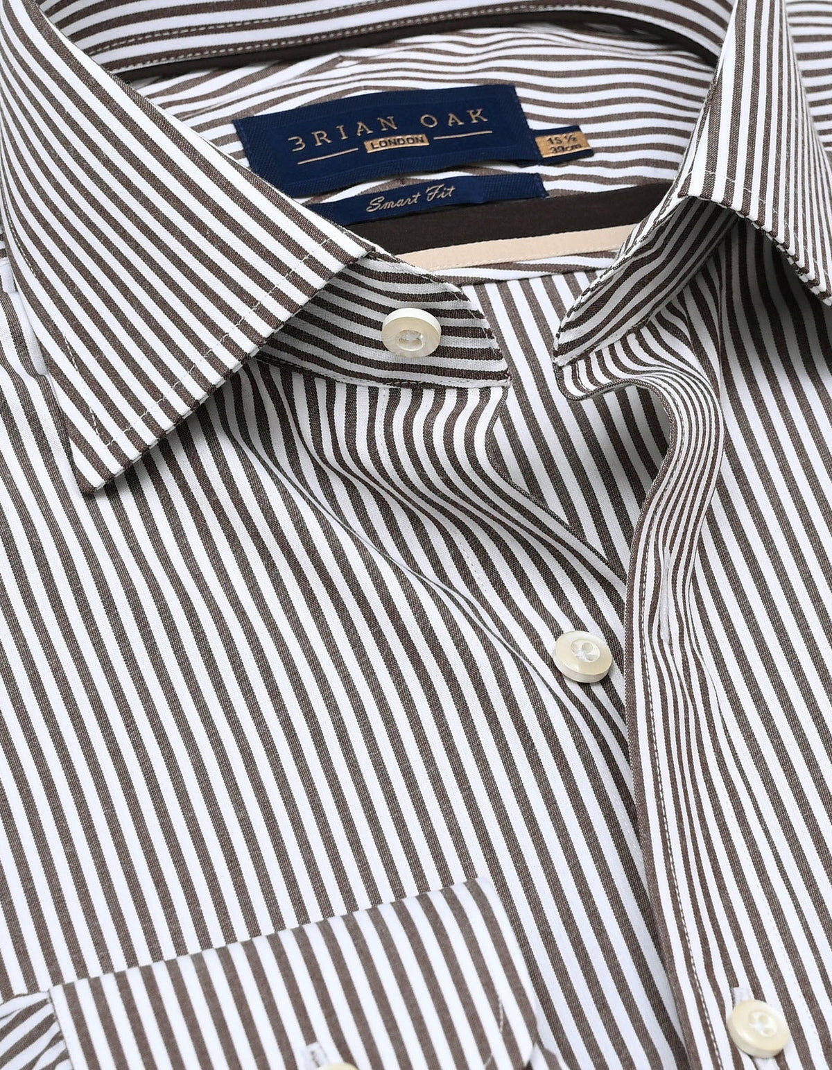 Men's Brown & White Striped Formal Shirt