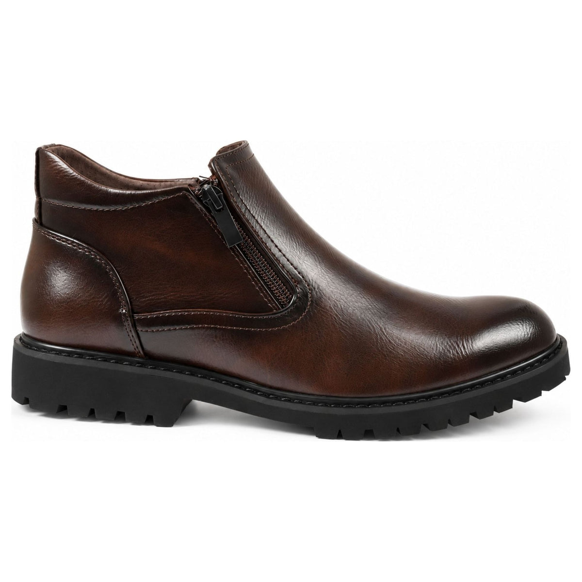 Men's Vegan Leather Side-Zip Casual Ankle Boots