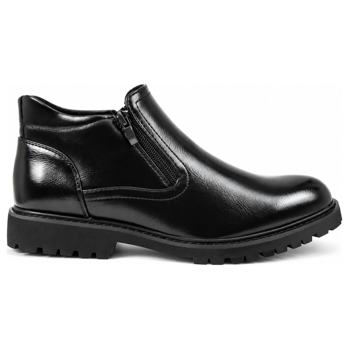 Men's Vegan Leather Side-Zip Casual Ankle Boots