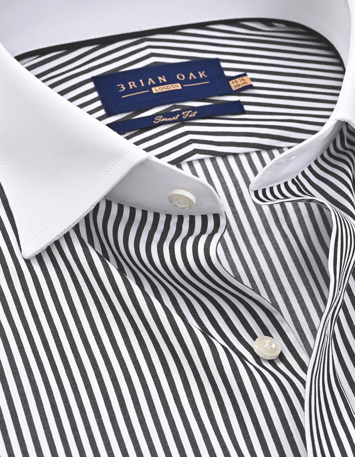 Men's White and black striped contrast collar shirt