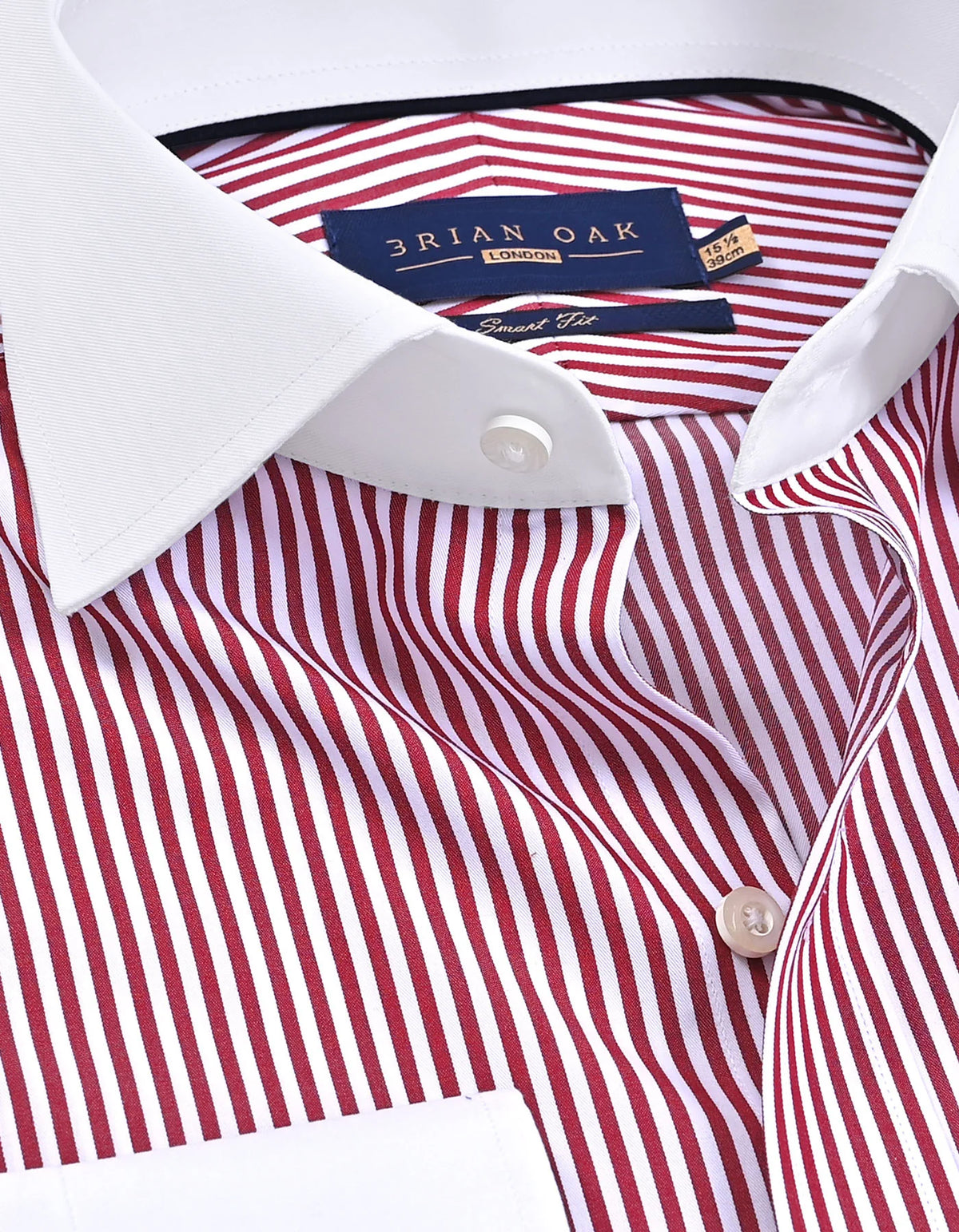 Men's Contrast Collar Striped Maroon Formal Shirt