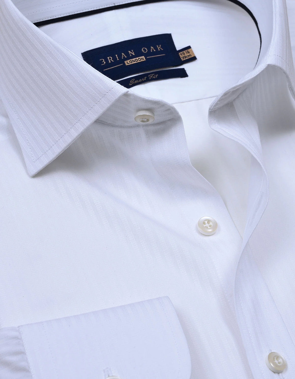 Men's White Self Striped Textured Shirt