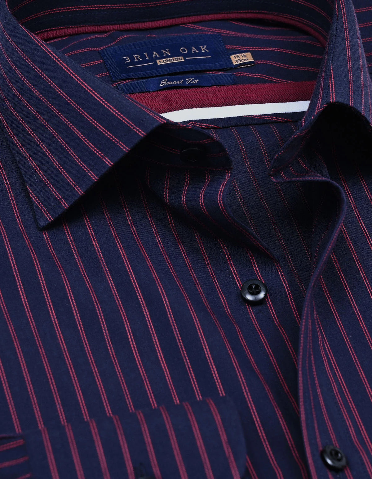 Men's Red Striped Navy Dress Shirt