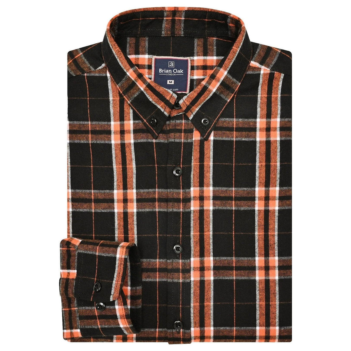 Men's Black and Rust Check Flannel Shirt