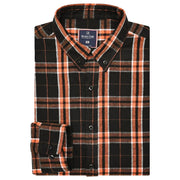 Men's Black and Rust Check Flannel Shirt