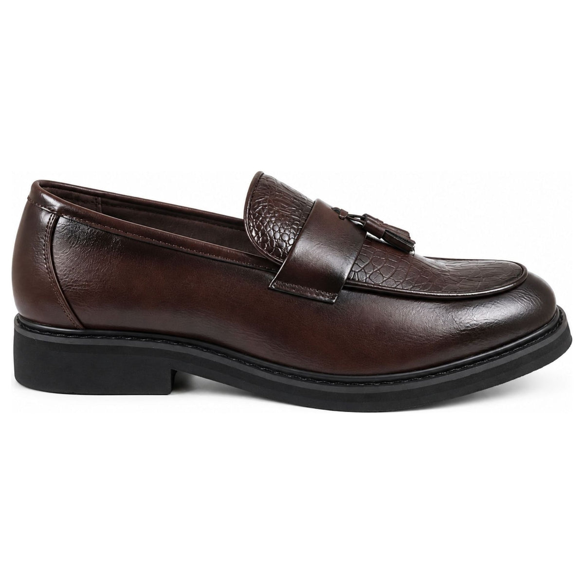 Men's Brown Vegan Leather Slip-On Tassel Loafers