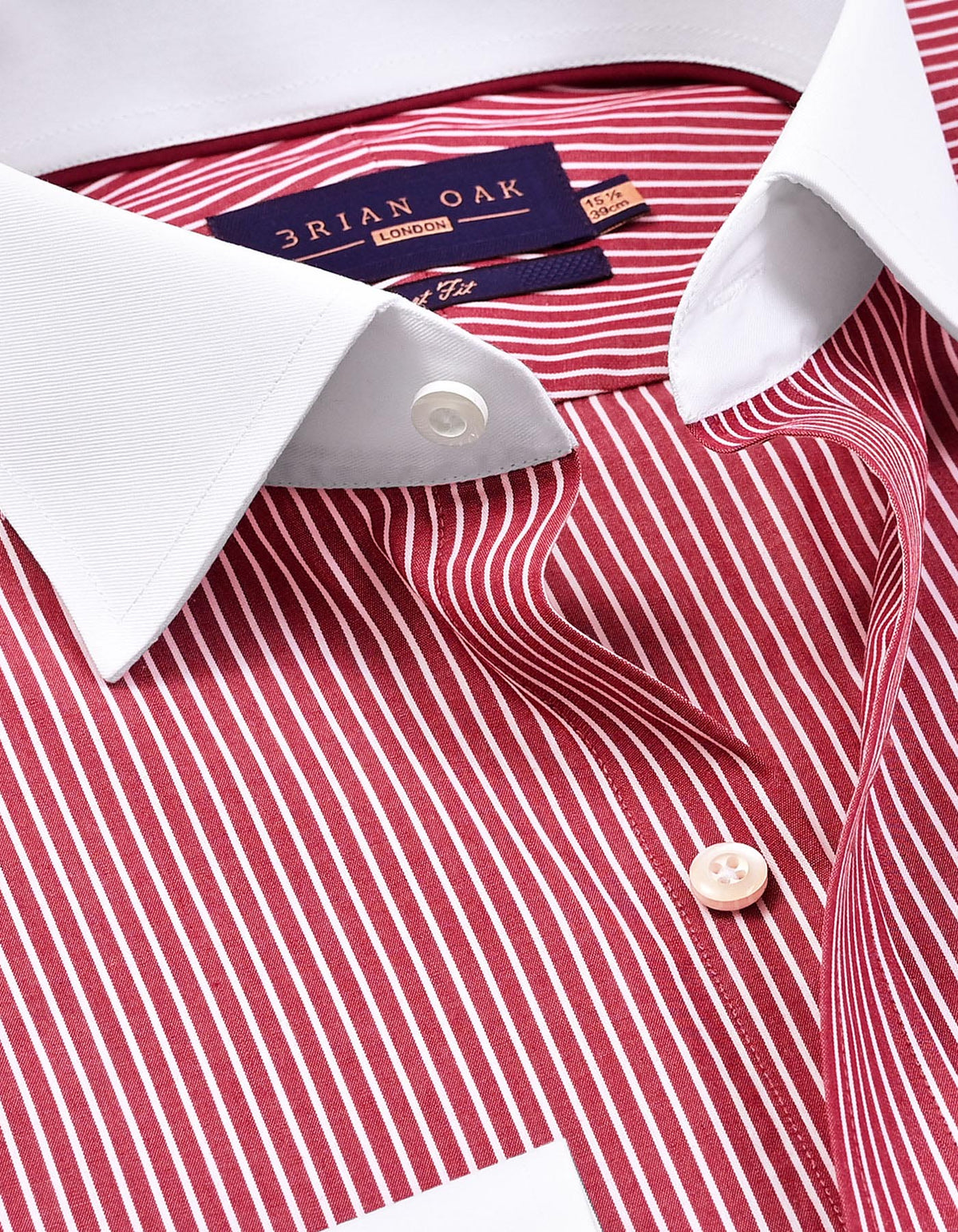 Men's Maroon Stripe Cotton Shirt with Contrast Collar