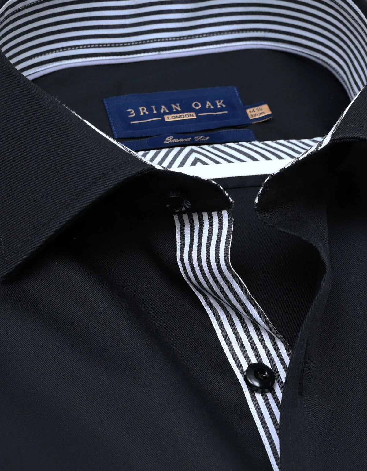 Easy Care Black Satin Designer Shirt for Men - Brian Oak Stylish & Versatile