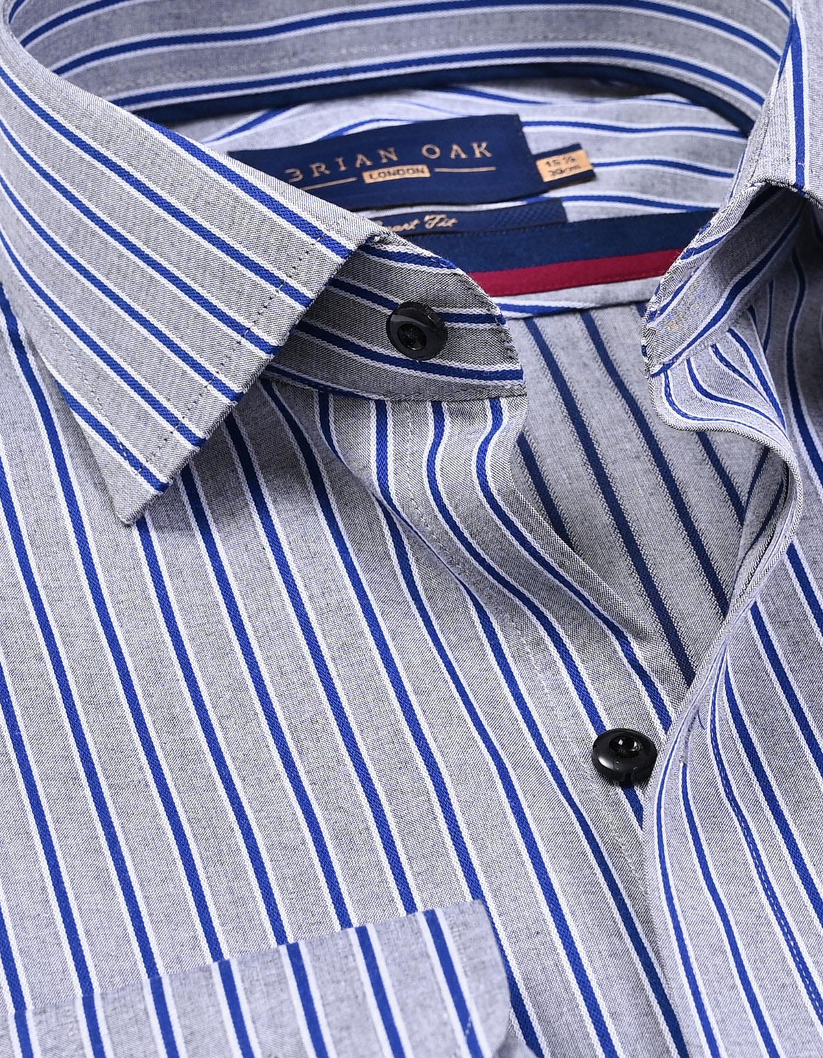 Men's Royal Blue Striped Grey Formal Shirt