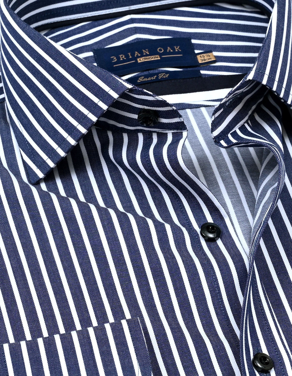 Men's Navy Striped Cotton Dress Shirt