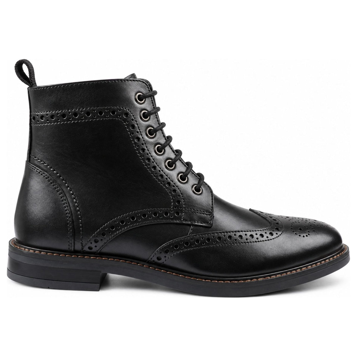 Aviemore - Men's Black Leather Wingtip Brogue Ankle Boots