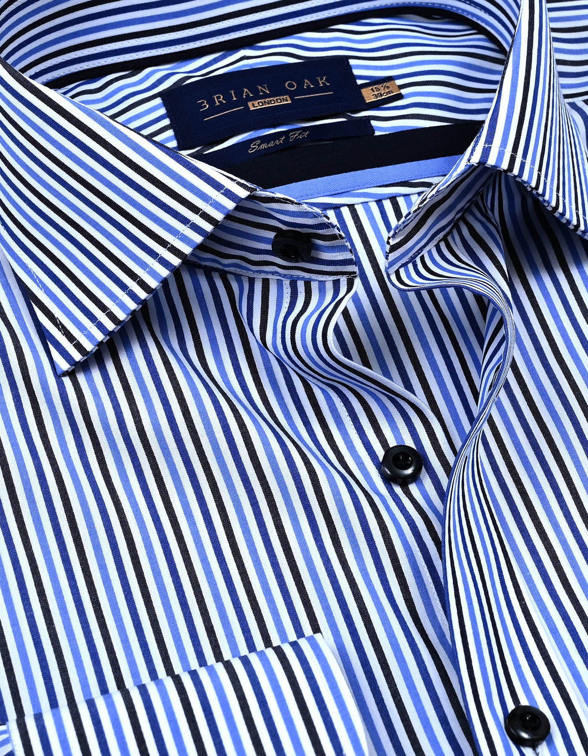 Men's Royal Blue and Navy Striped Formal Shirt