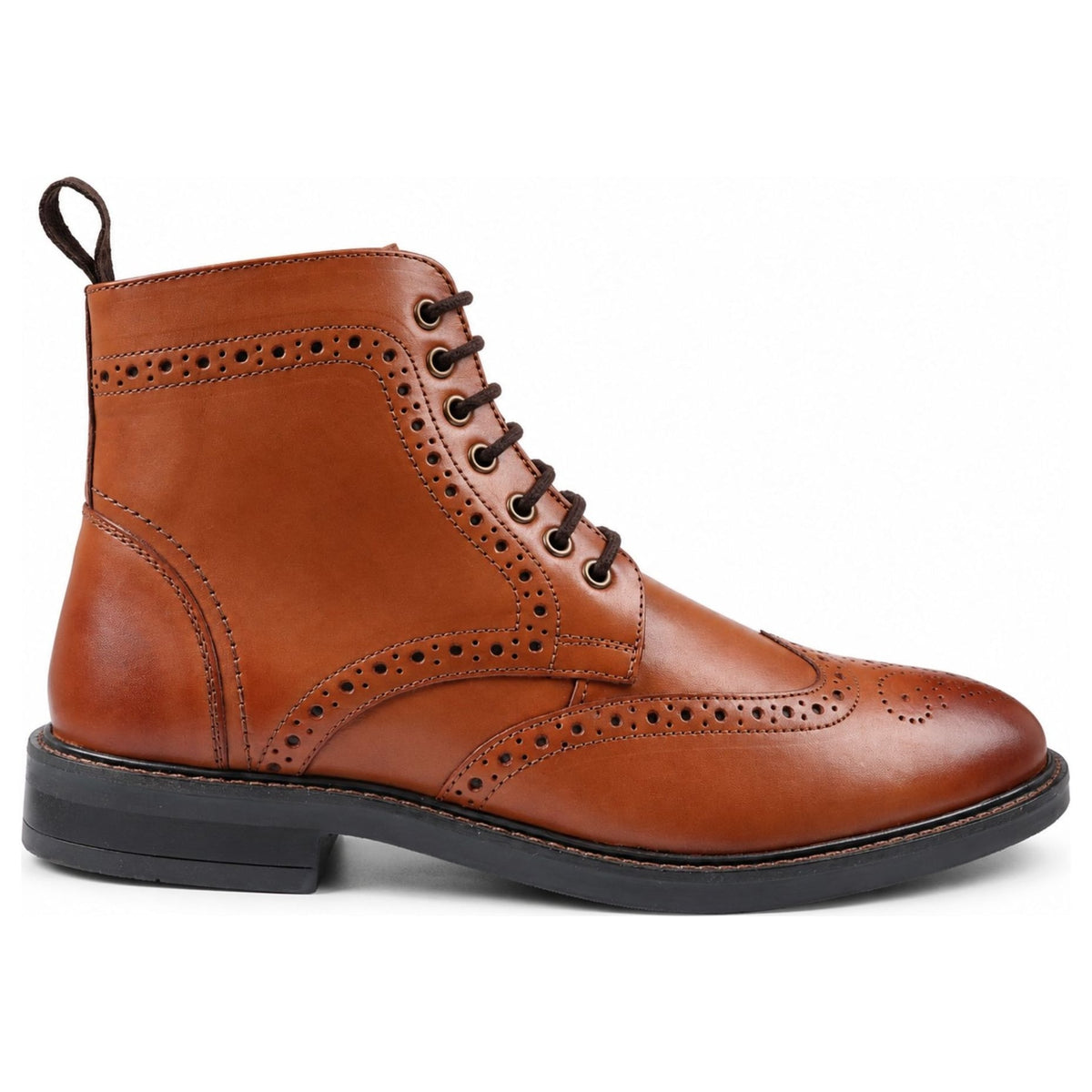 Aviemore - Men's Tan Brown Leather Brogue Ankle Boots