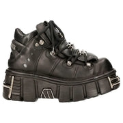 New Rock M106-s1 Unisex Metallic Black Leather Gothic Boots