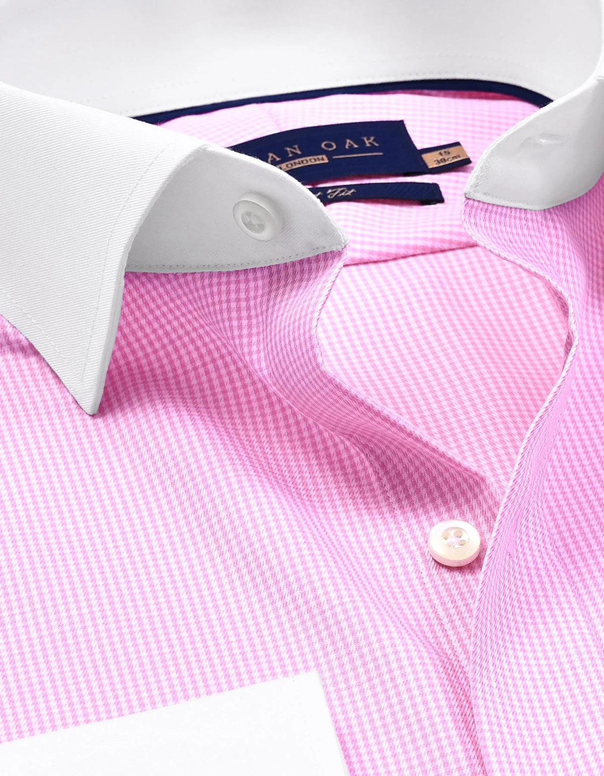 Men's Contrast Collar & Cuffs Check Shirt - Pink