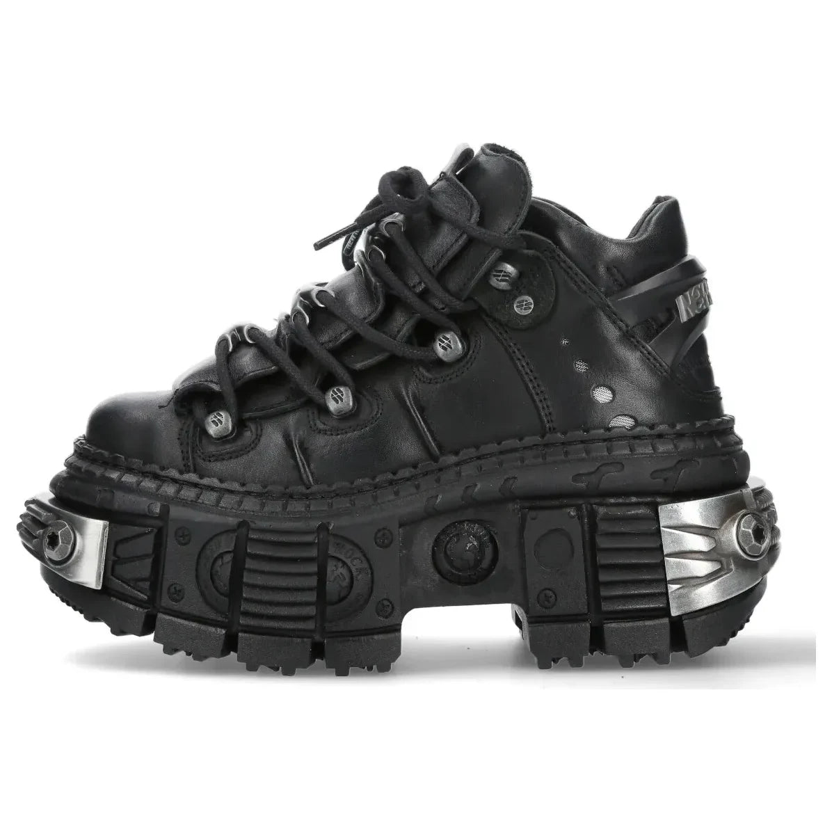 Men's New Rock WALL106-S10 Boots Black Leather Platform Gothic