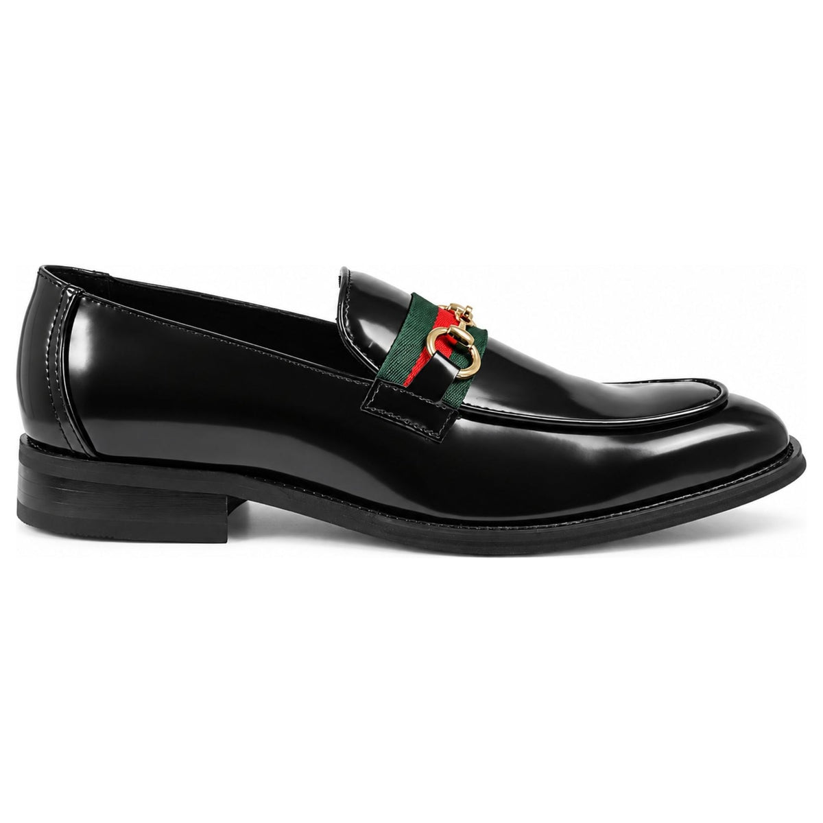 Men's Patent Vegan Leather Slip-On Horsebit Loafers