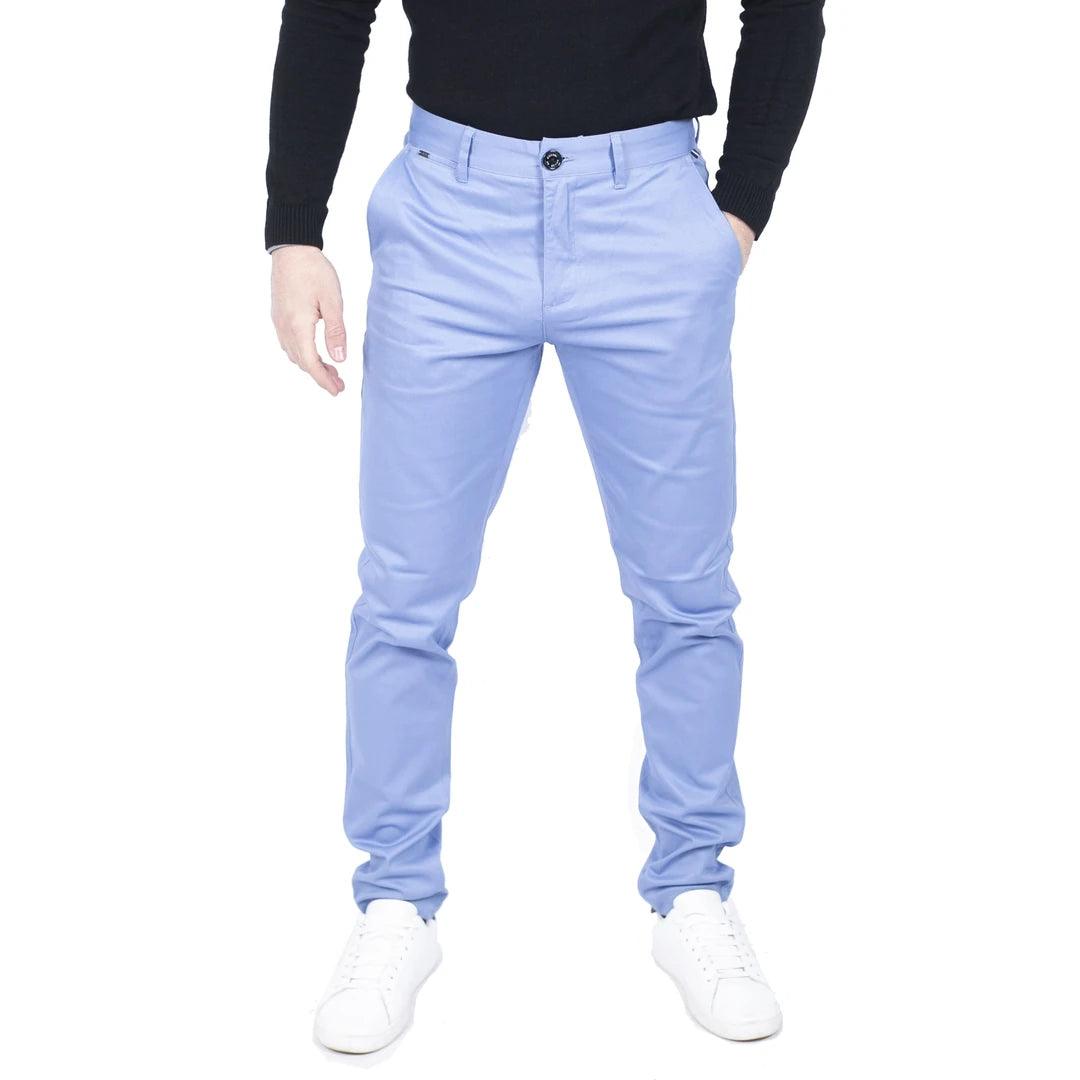 Mens Regular Chino Jeans Trousers Stretch Classic Smart Casual Tailored Fit - Knighthood Store