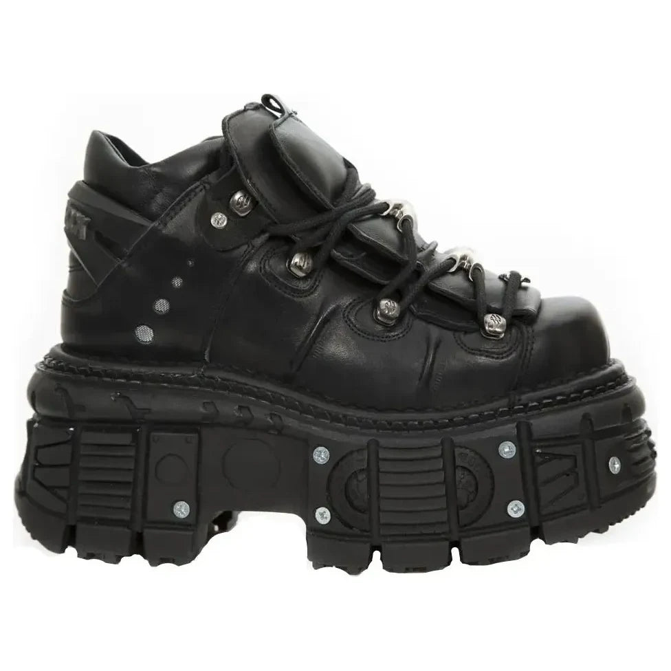New Rock M-TANK106-C2 Unisex Black Leather Goth Platform