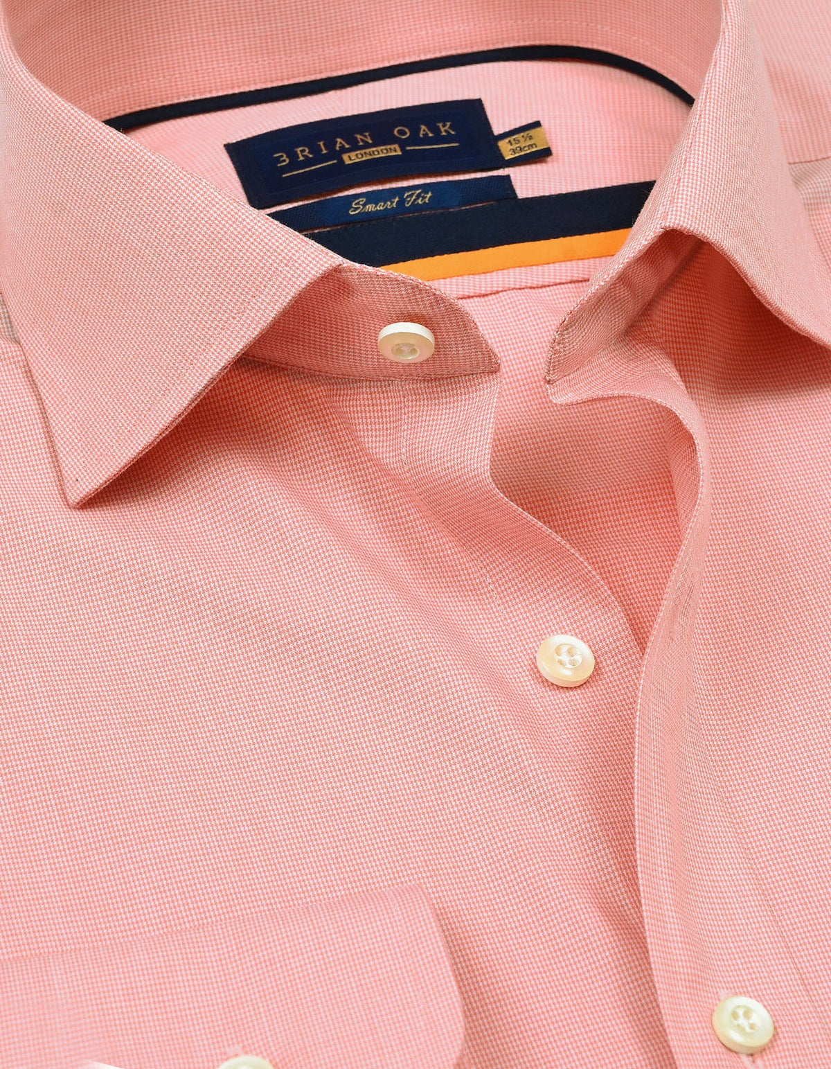 Men's Coral Pink Checkered Formal Shirt