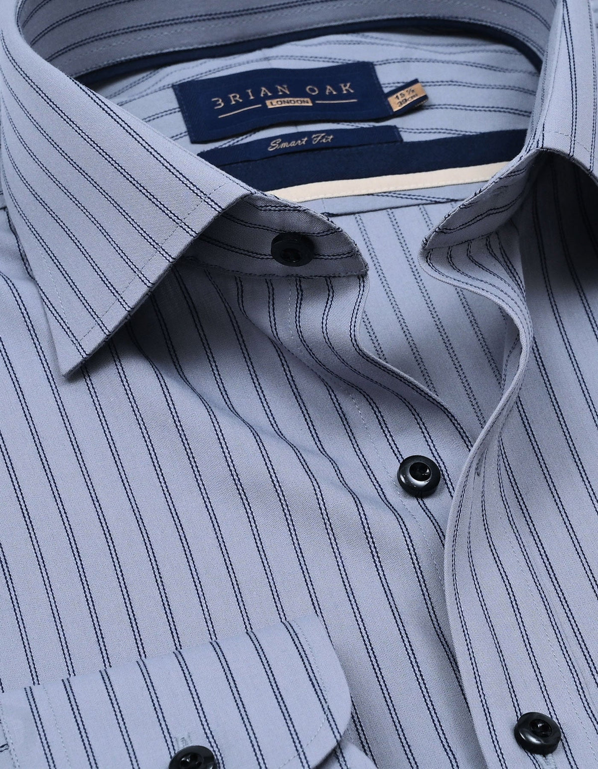 Men's Navy Striped Grey Dress Shirt