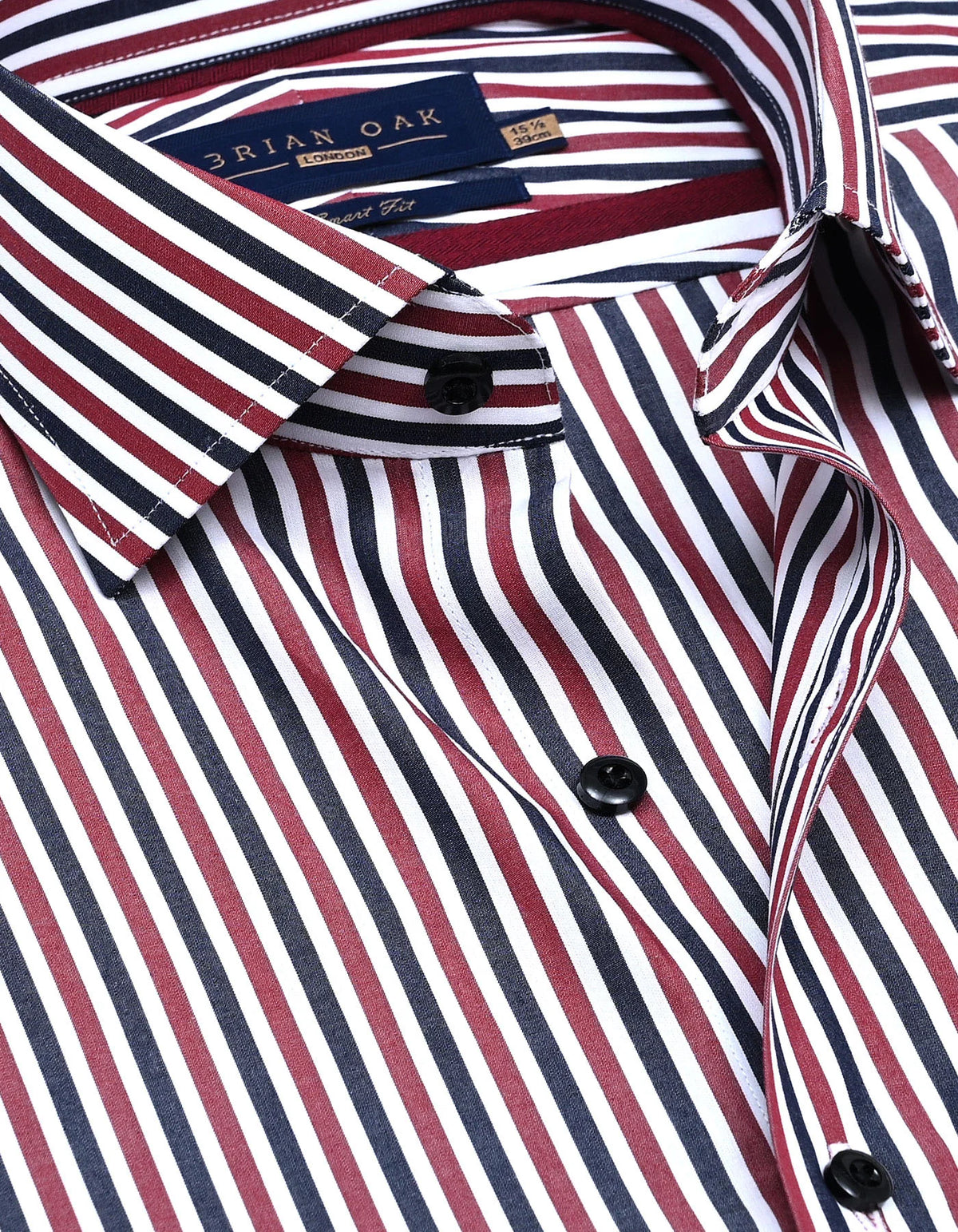 Men's Maroon Striped Cotton Dress Shirt