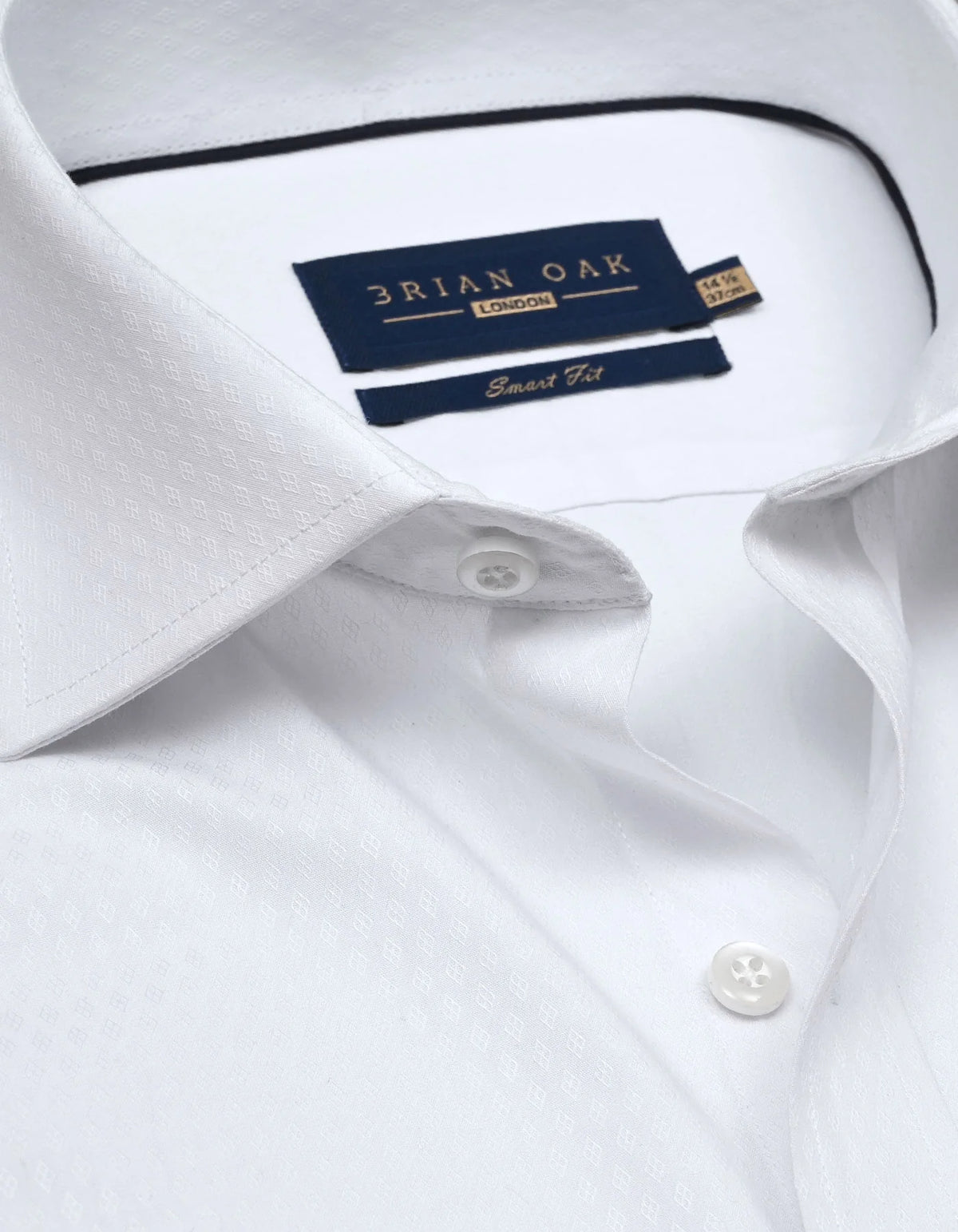 Men's Self Textured White Formal Shirt