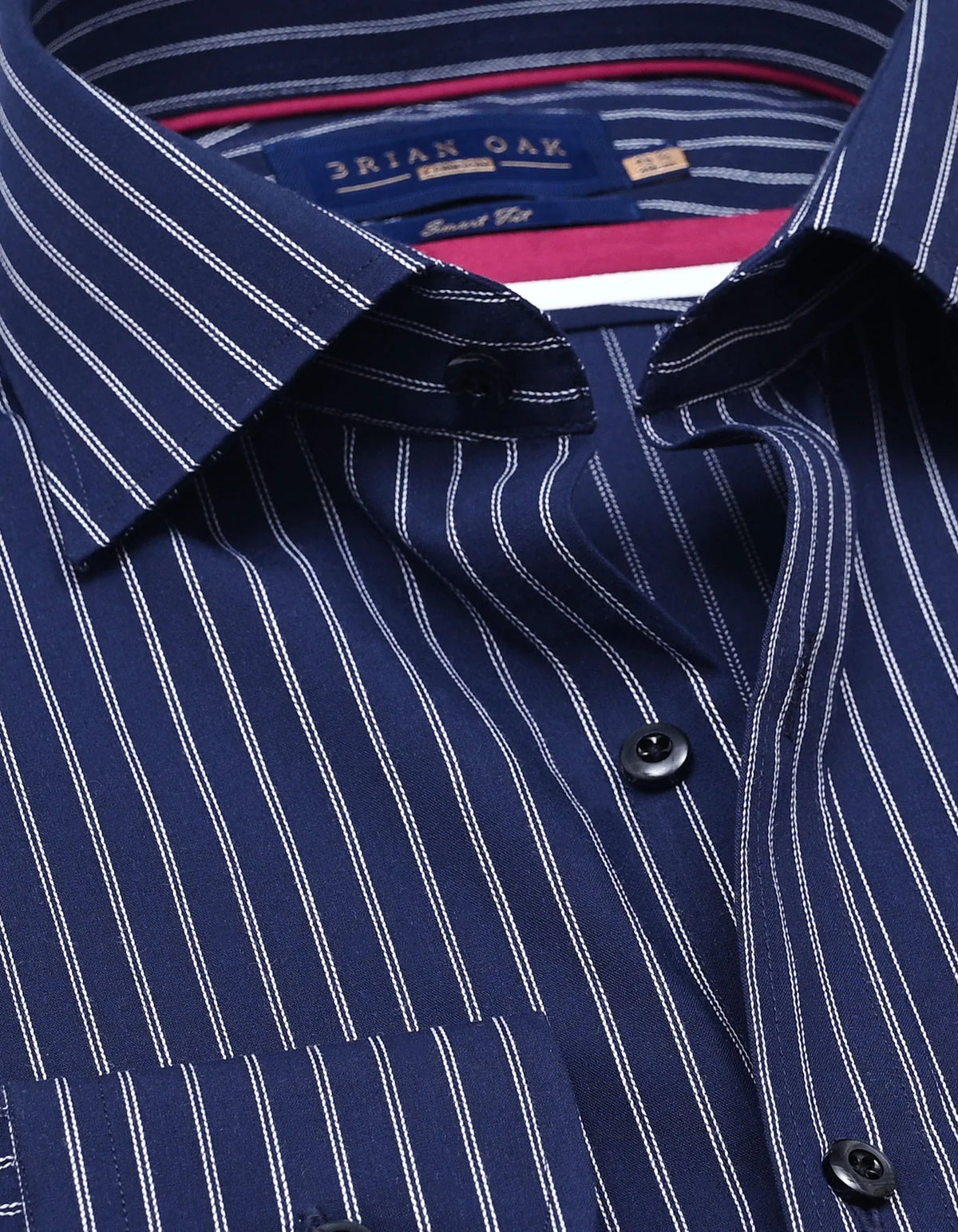 Men's Navy & White Striped Formal Shirt