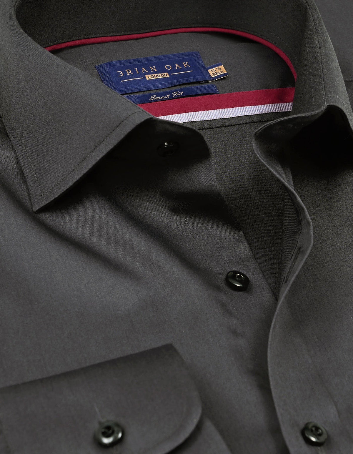 Men's Charcoal Plain Satin Dress Shirt