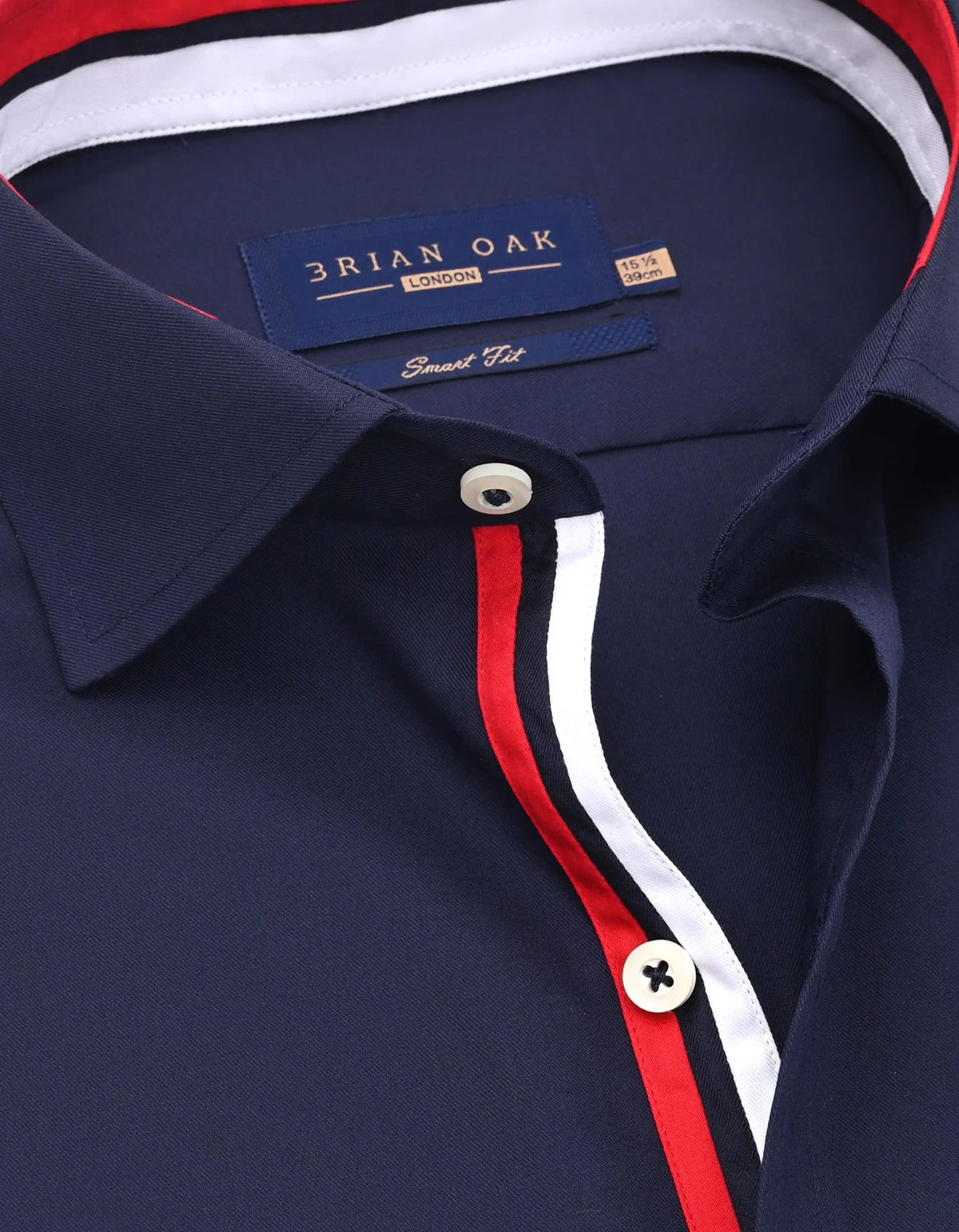 Men's Navy Twill Formal Shirt with Union Jack Contrast Trim