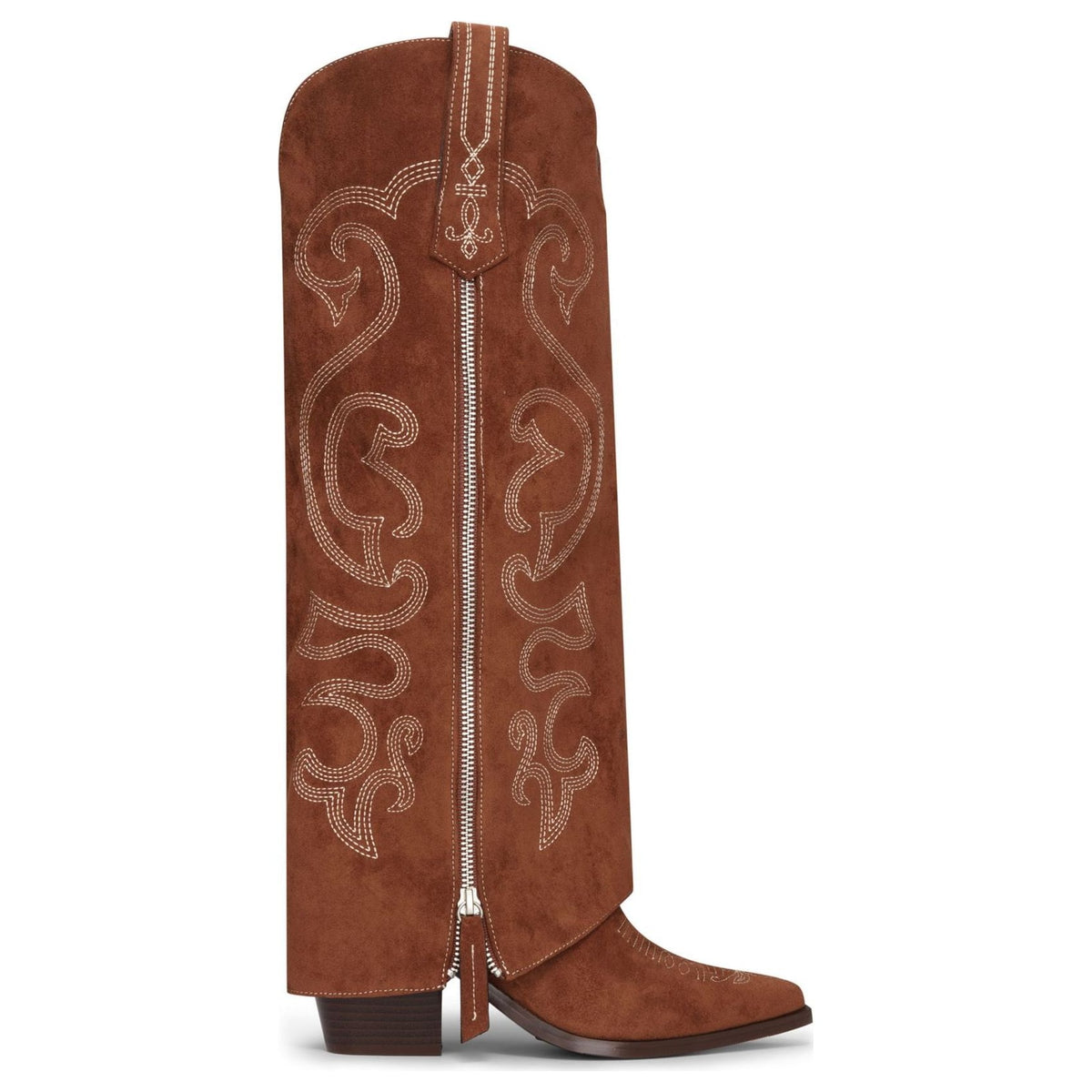 Women's Western Slouch Knee-High Cowboy Brown Vegan Suede Boots